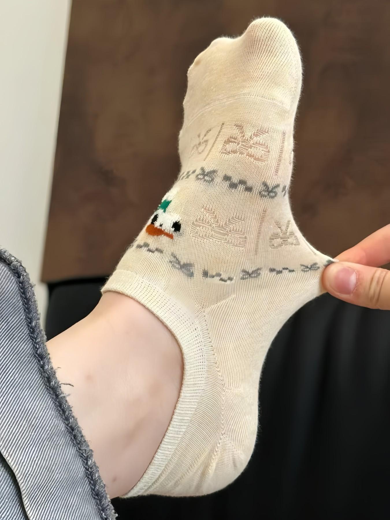 Women's 6 Pairs Invisible Socks, Cute Cartoon Animal Patterns, Daily Wear, Comfortable Fashion Design, Perfect Gift Choice