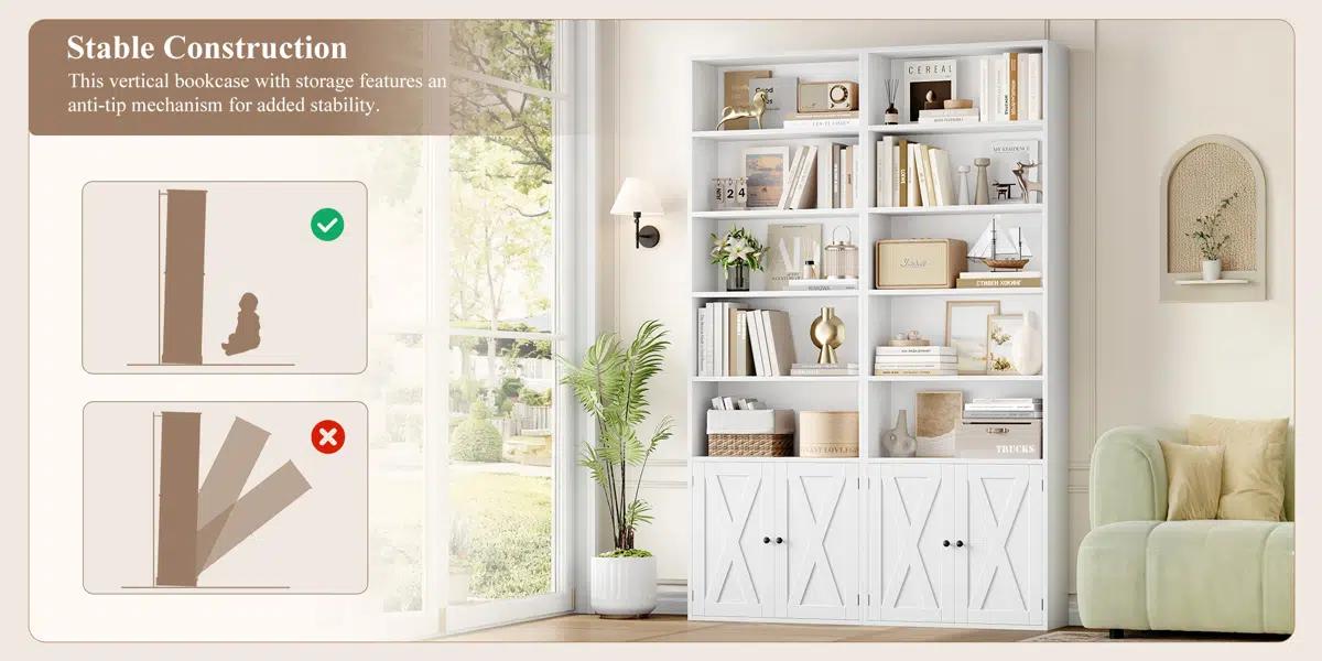 82" Tall Bookshelf And Bookcase, 7-Tier Floor Standing Bookcase For Home Office, Living Room