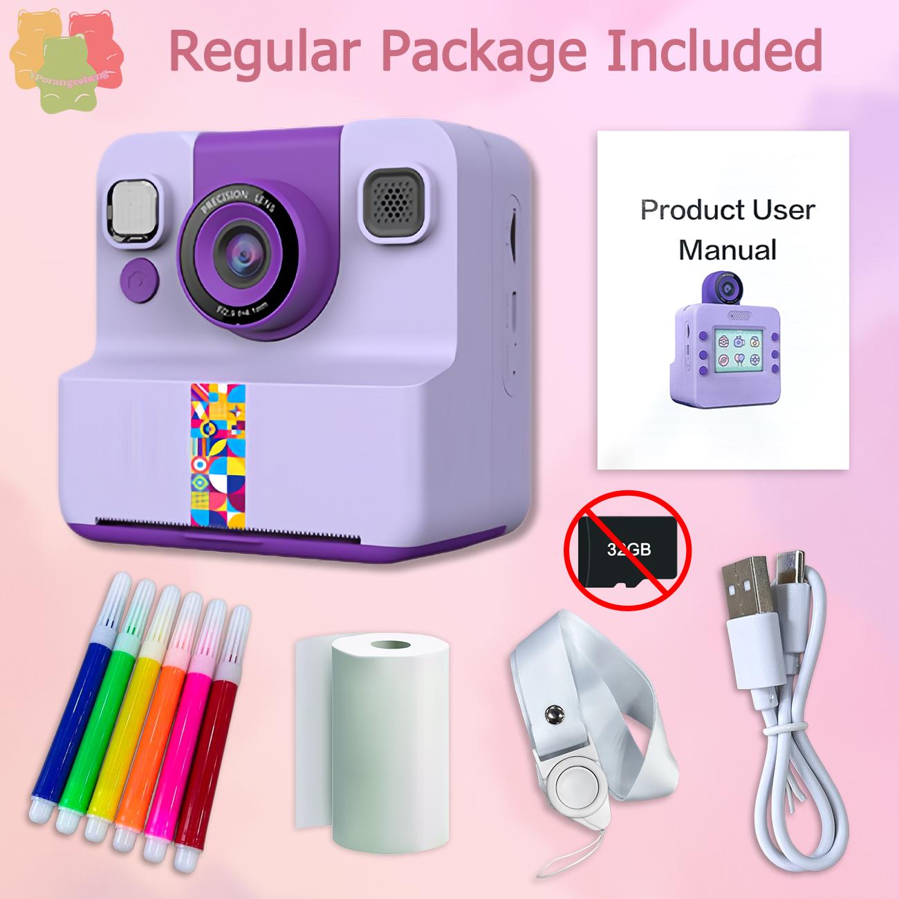 【New Camera Model】Mini Handheld Instant Camera | Photo + Print 2-in-1 | 1300mAh Long Battery Life | Supports TF Card up to 32GB | 2.4" IPS HD Screen | Flip Lens | Birthday Gift for Kindergarten & Primary School Students | Thermal Printer – Print as You Sh