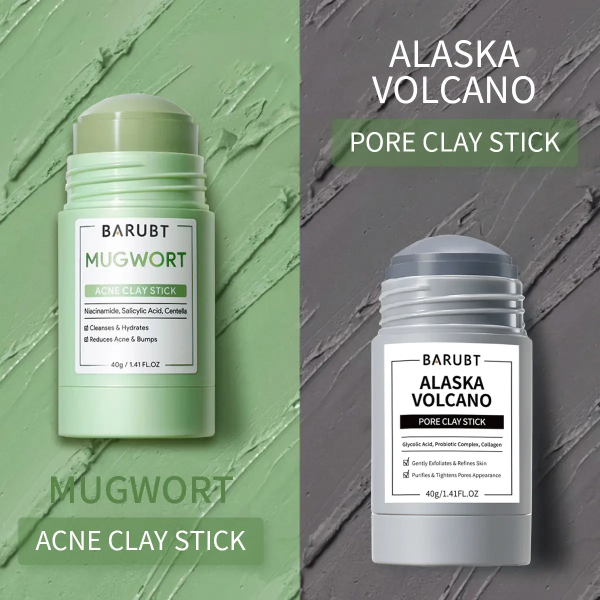 Compact Easy-Apply Natural Wormwood Extract Mud Mask Stick, Facial Care Product for Deep Cleansing, Soothing, Blackhead Removal & Skin Repair