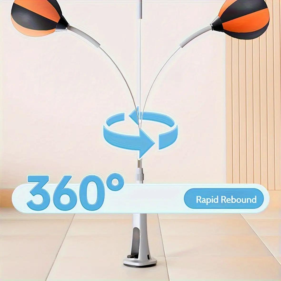 Adjustable punching reflex ball with suction cup base – Height-adjustable punching bag trainer, suitable for home gyms and fitness centers | Durable steel spring with fast rebound, ideal for hand-eye coordination and reaction training.