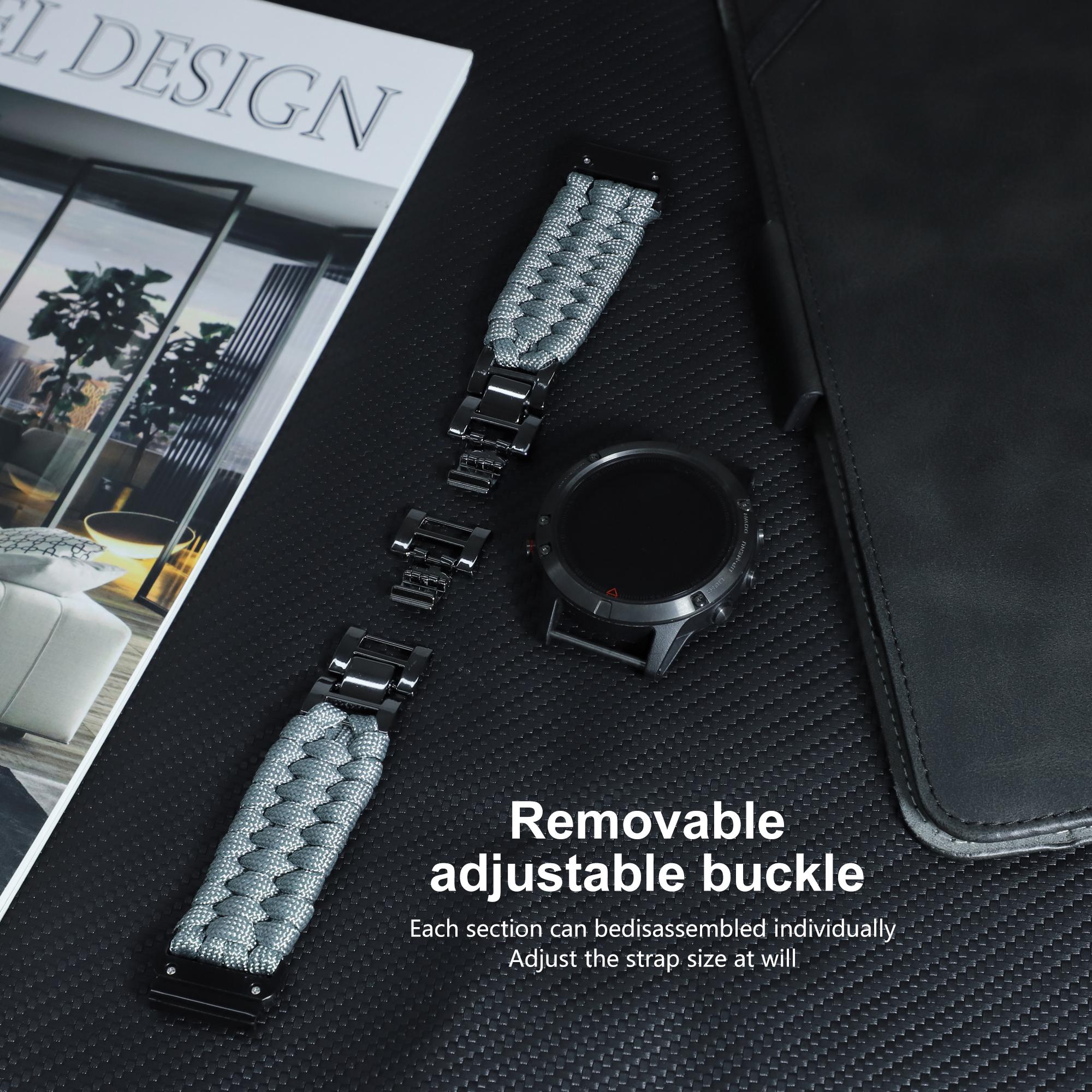 Garmin Compatible Watch Bands, Durable Nylon Strap Design for Garmin Fenix/fit/forerunner/marq/dessert, Sizes 20mm/22mm/26mm