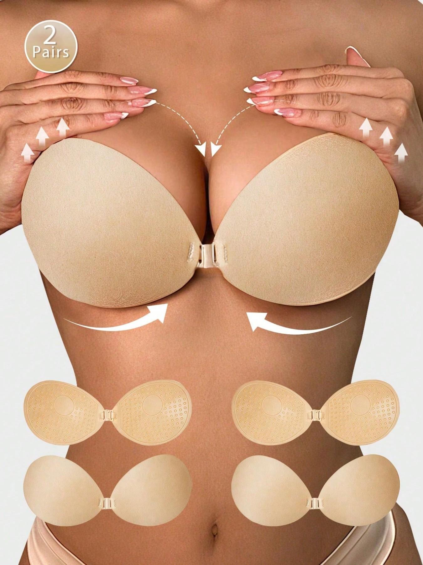 2 Pairs Women's Invisible Bra Stickers, sticky bra ，push up bra，Self-Adhesive No Strap Push-Up Underwire Free Wireless Bra, Suitable for Backless Dresses and Wedding Bras strapless bra boomba sticky pads lingerie Medium