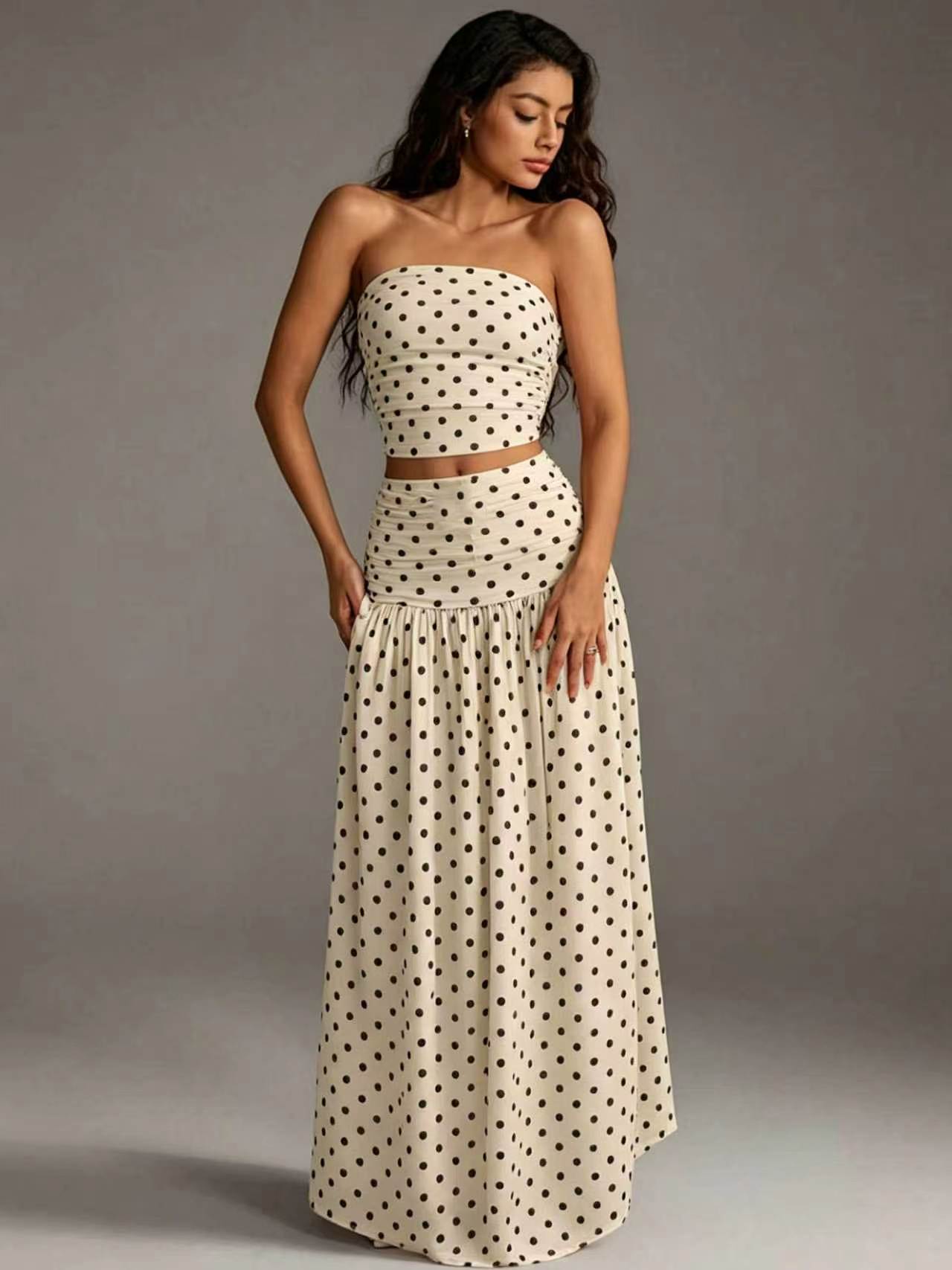 Women's Mesh Solid Color Halter Top Sleeveless and Long Dress Two-Piece Set, Breathable Summer Outfit, Elegant and Comfortable for Daily Wear, Neck Top Set