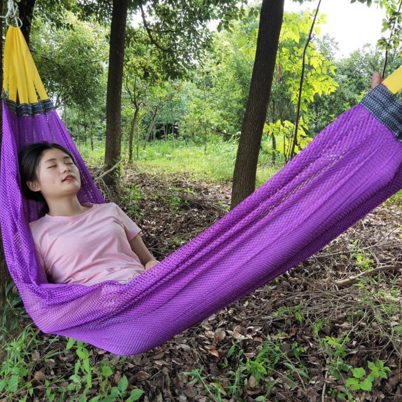 Camping Hammock Outdoor Ice Silk Mesh Swing Bend Stick Anti-rollover Camping Travel Supplies Outdoor Hammock