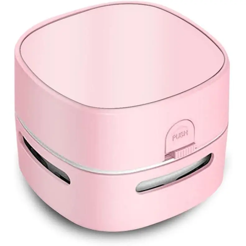 Compact Handheld Mini Desktop Vacuum Cleaner for Desk/Tabletops (Pink AA Battery), 400 Mins Endurance, 360° Rotatable, Cleans Eraser Crumbs, Ideal for Home/Office, Perfect Kids Gift