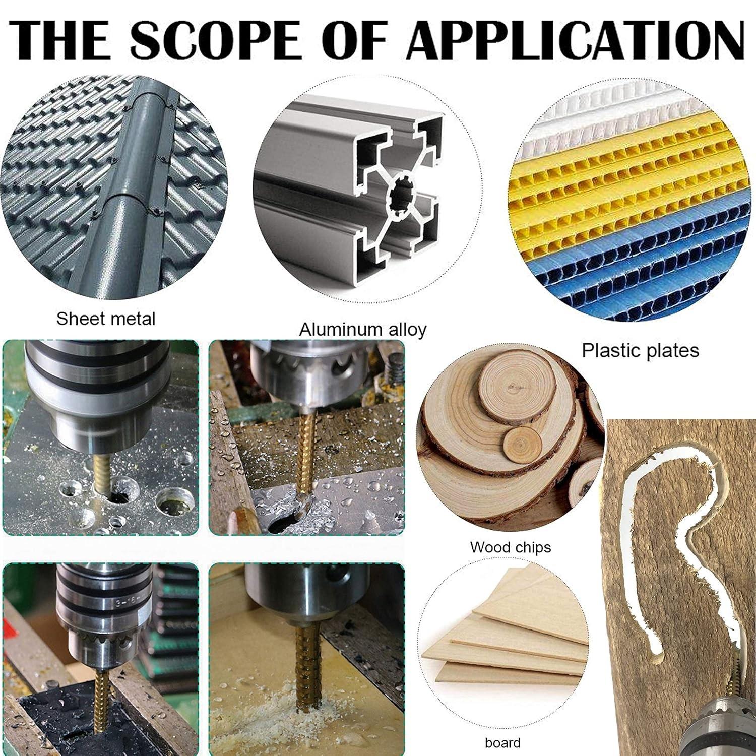 6 Piece Titanium Coated High Speed Steel Drill Bit Set, Step Drill Bits, Metal Processing & Wood Drilling, Sharp Teeth Design, Rust Proof Coating, Electric Tool Accessories, Cutting