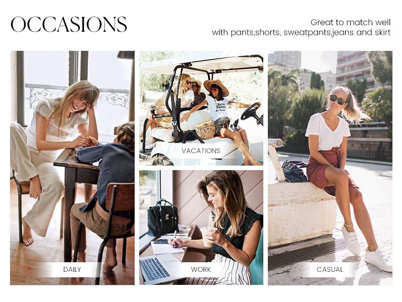 Shewin 2026 Spring/Summer Outfit Womens Short Sleeve Tops Round Neck Ruffle Casual Textured Work T Shirts Tee Blouse Basic Fitted Crewneck - Womenswear SpringStatements