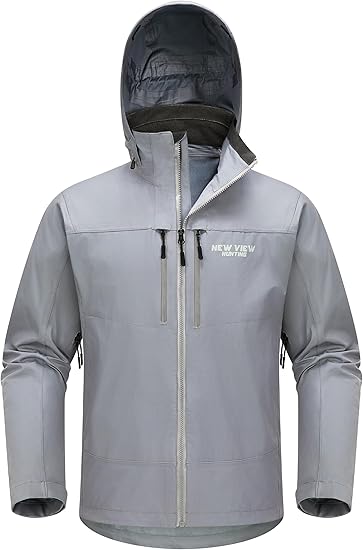 NEW VIEW Lightweight Rain Jackets for Men Waterproof with Hood, Hard Shell Stretch Rain Coat for Outdoor Travel