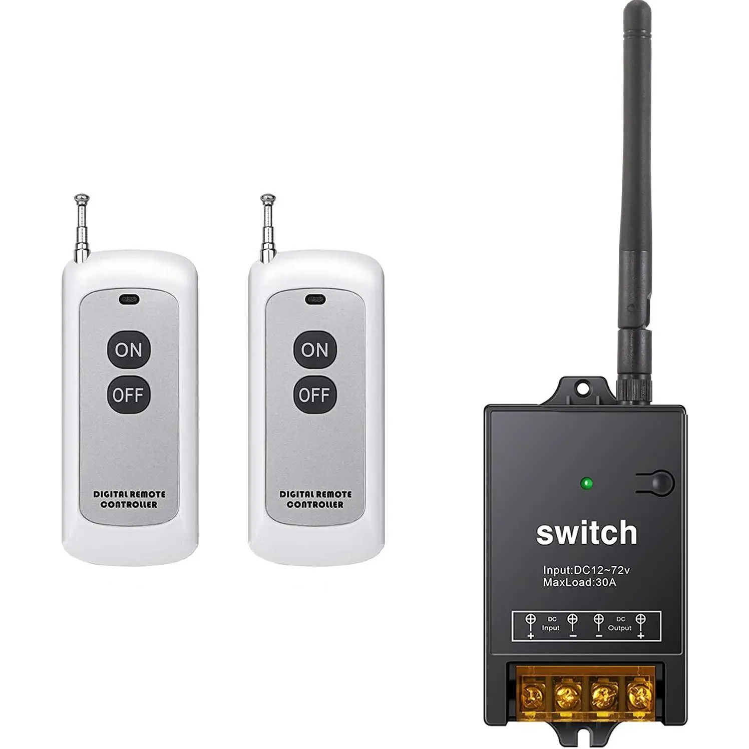 Remote Control  12V,DC 12V-72V/40A Relay with 984FT Long Range | Remote  for Light,Water Pump,Irrigation System, Anti- Alarms,Roller Lind Door,Gate Barriers.