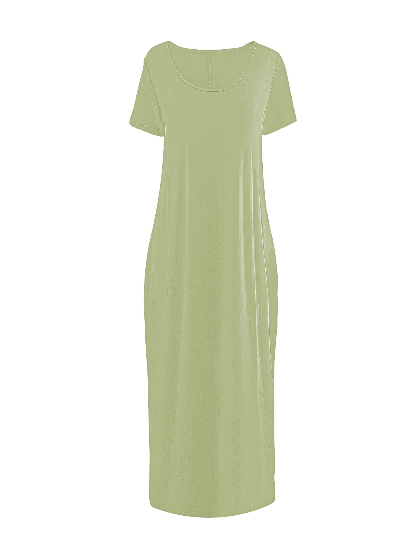 Plus Size Round Neck Short Sleeve Maxi Dress, Loose Flowy Hem, Curvy Friendly Long Dress