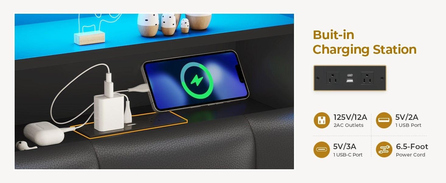 Sikaic Twin Size Bed Frame with Bookcase Headboard and Charging Station Black Bedroom Furniture Set