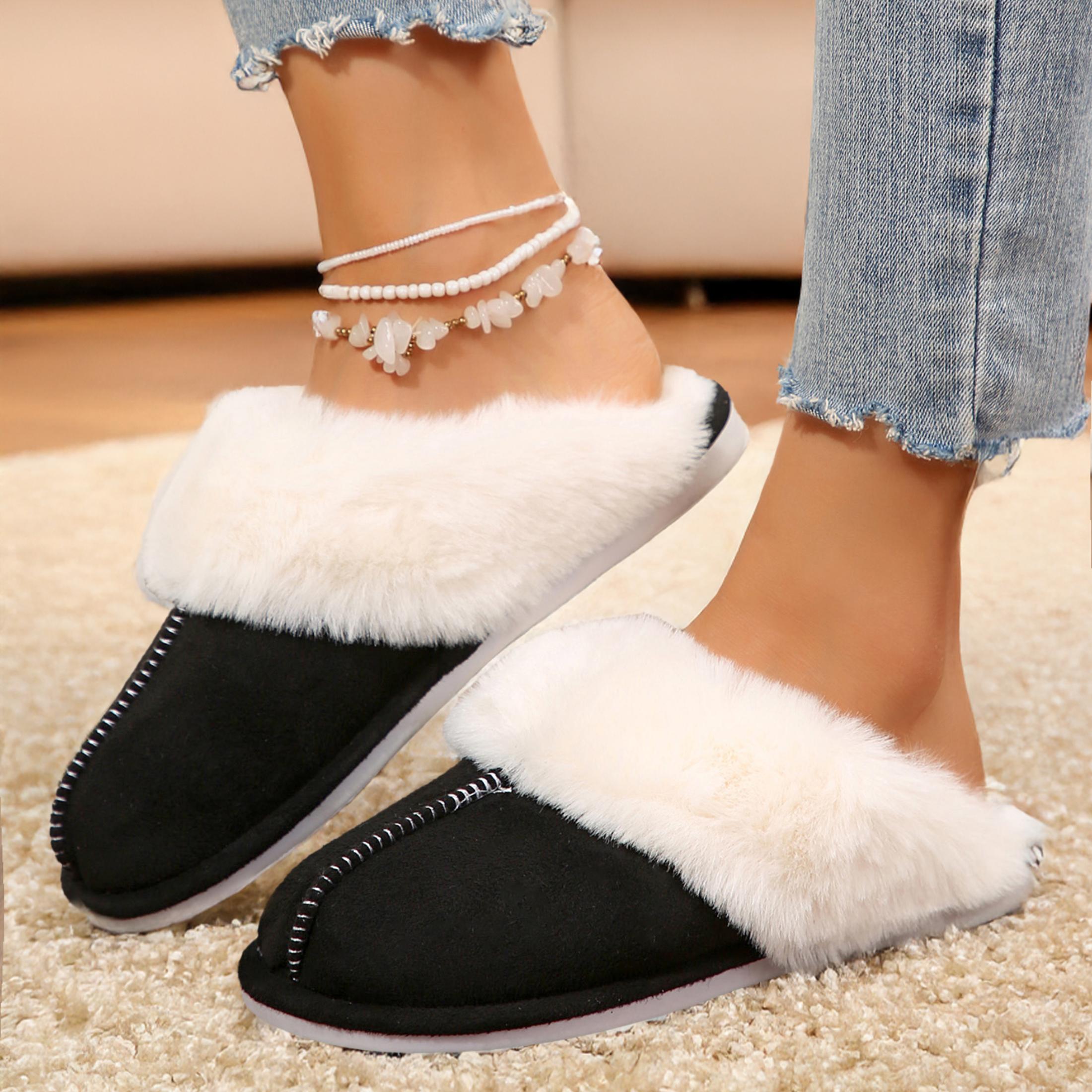Women's Slippers Light Warm Slip-on Bedroom House Shoes Suede Cozy Plush Breathable Indoor Outdoor Springfresh