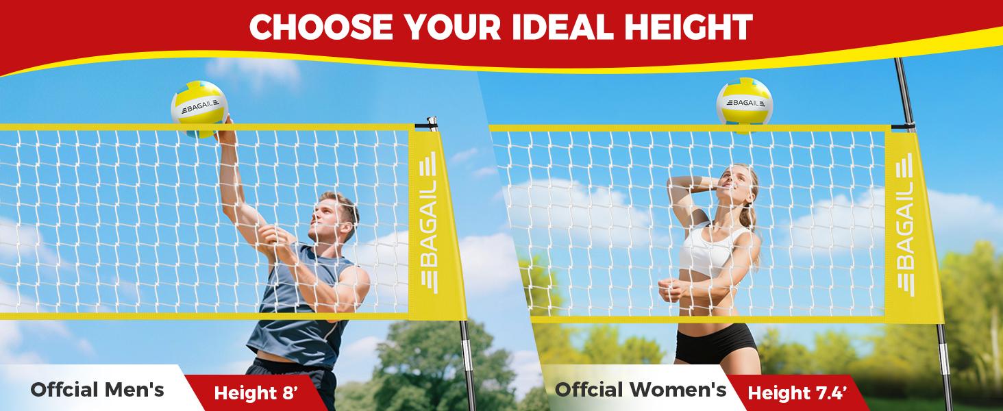 【SpringStatements】BAGAIL Volleyball Net, 12ft/20ft Portable Volleyball Net for Backyard - Adjustable Height, Heavy-Duty Frame, Freestanding Design - Portable Outdoor/Indoor Volleyball Set with Carry Bag family sport