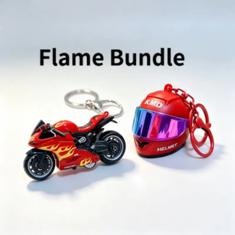 Flip the Visor, Fire Up the Ride, Mini Helmet X Bike Keychain Set, Perfect Accessory for Motorcycle Enthusiasts, Stylish and Functional
