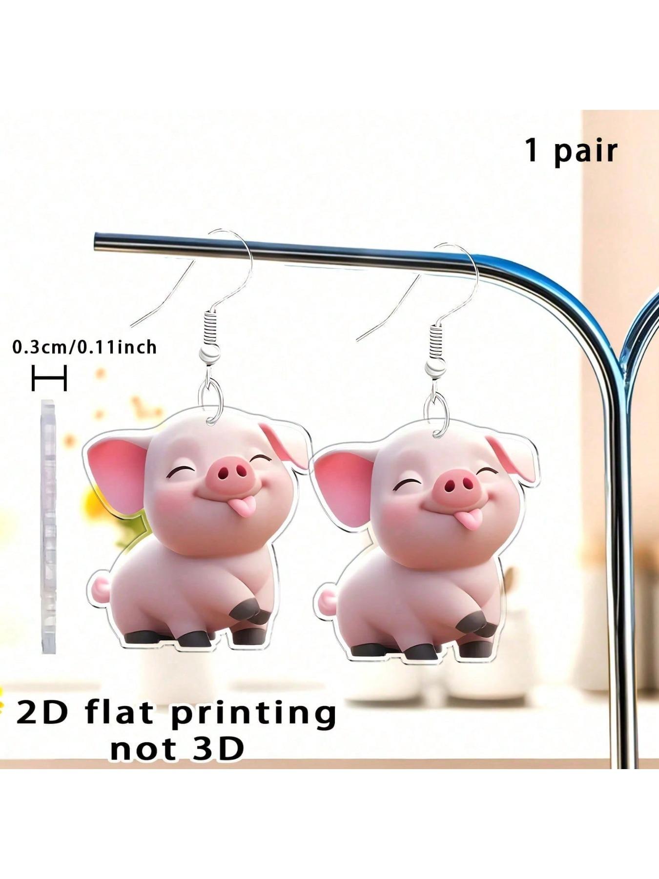 classic acrylic earrings -1 pair, cute pink pig design, elegant animal themed accessory, suitable for Christmas, Thanksgiving, birthdays, anniversaries, Mother's Day gifts, unique earrings