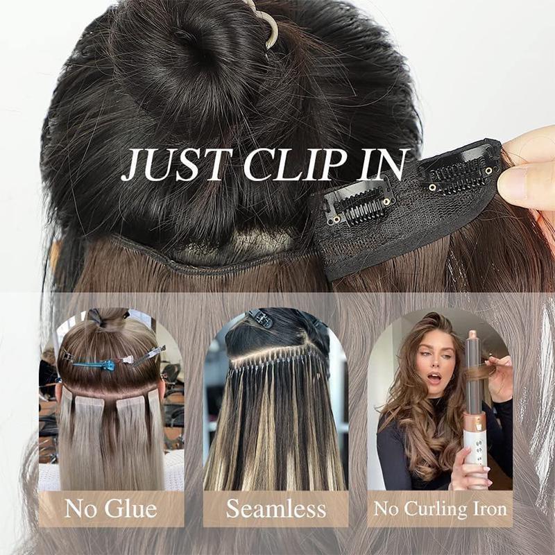 18" 45CM V-Shaped One Piece Clip In Hair Extensions Curly Wavy Hair With 5 Clips Synthetic Invisible Hairpieces For Women
