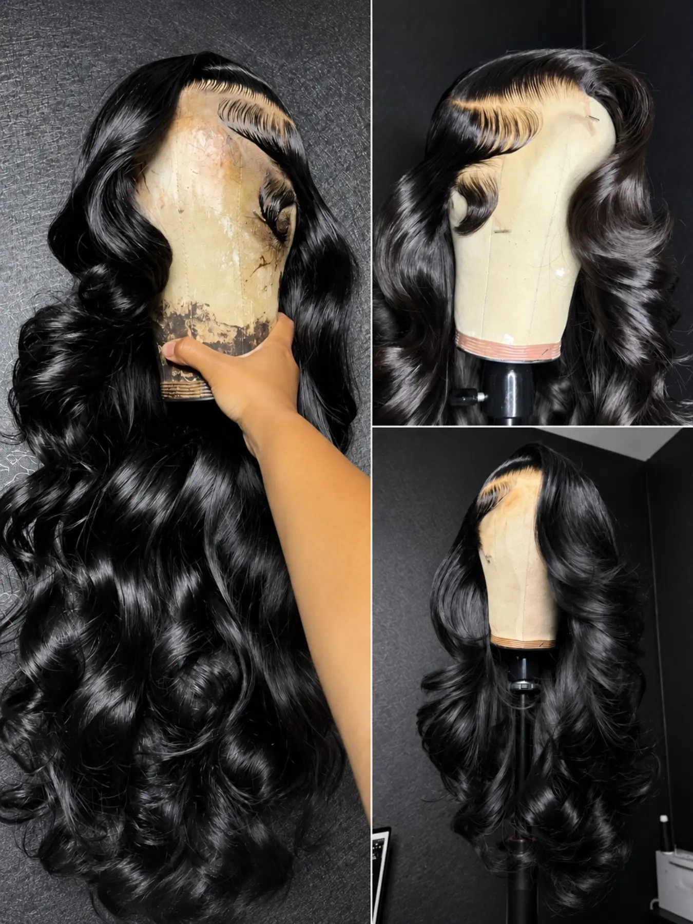 black Body Wave Pre-Plucked 360 Frontal Drawstring Wigs Wavy silver Lace Front Synthetic Wig, No Glue Design, Heat Resistant Fiber, Hairline, Glueless Ready to Wear Wig, Ideal Gift for Girlfriend