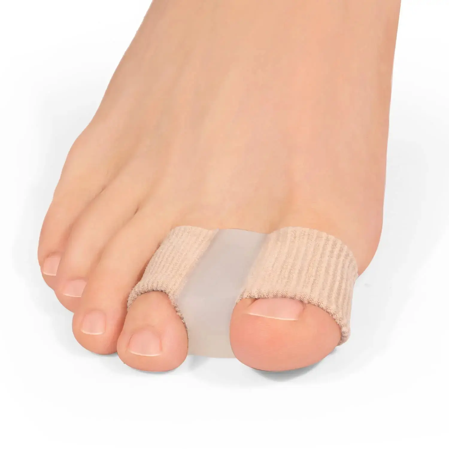 2 PCS Toe Spacers Separators Wicking& Breathable Fabric Bunion Corrector with Gel Lining for Bunion Pain Relief and Overlapping Toe, Gel Bunion Corrector with Double Loops