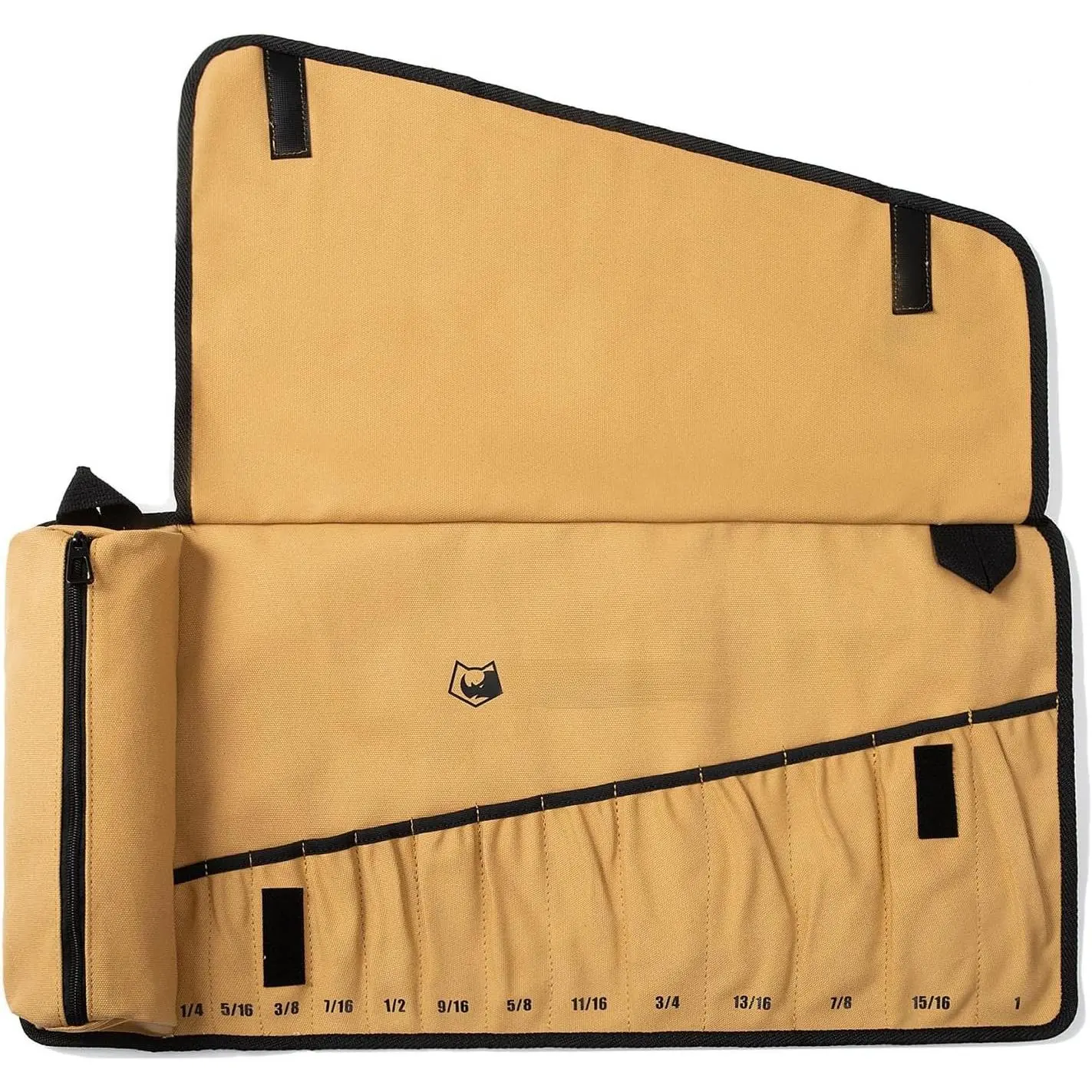 Wrench Roll, Wrench Roll Up Pouch, Gifts for Men Father Dad Mechanic, Heavy Duty Canvas Wrench Organizer Bag (Brown, 13+1 SAE)