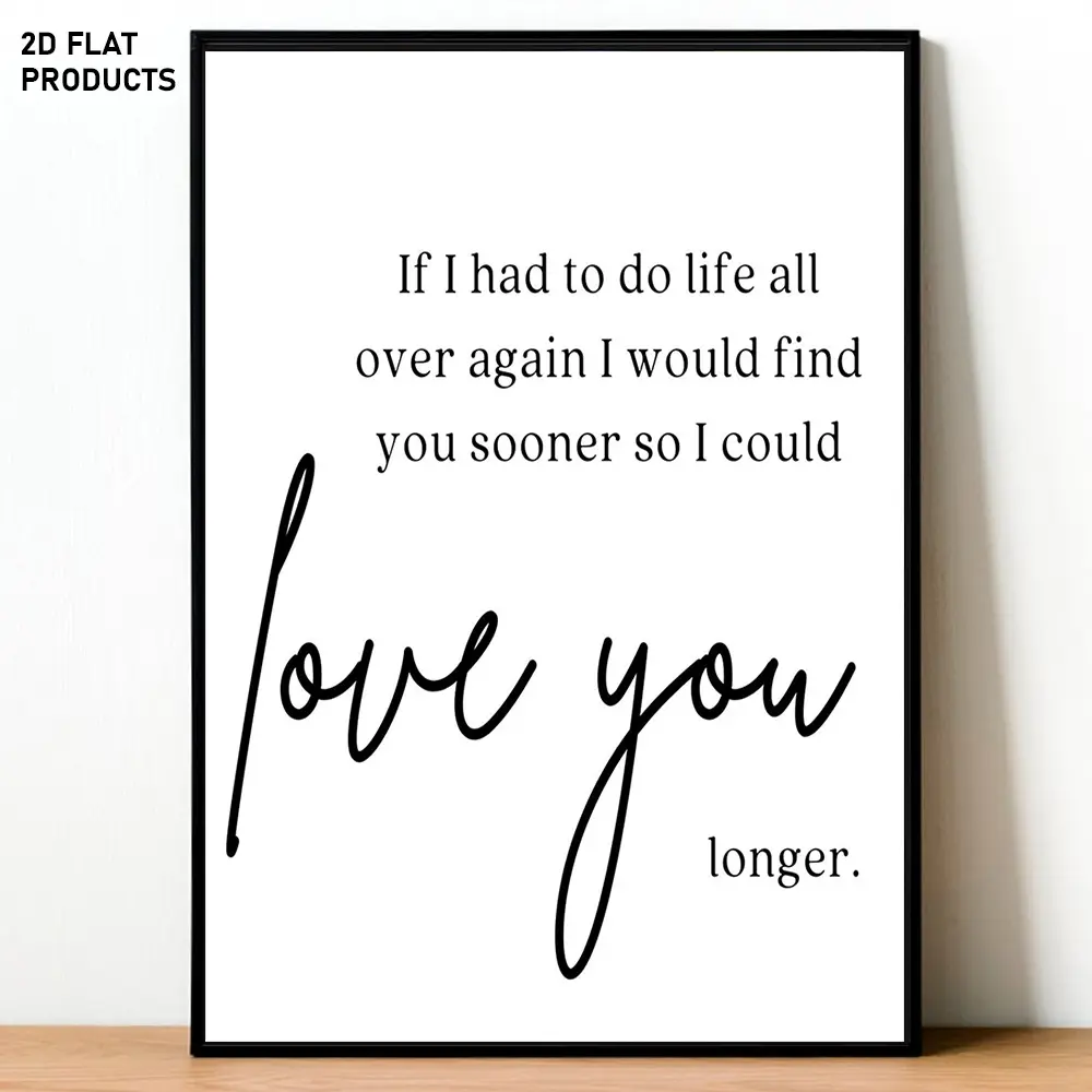 1pc Romantic Love Quote Canvas Poster - Minimalist Wedding, Anniversary, Valentine's Gift - Black & White Couples Wall Art with "If I Had to Do Life All Over Again" Love Message - Elegant Cursive Script