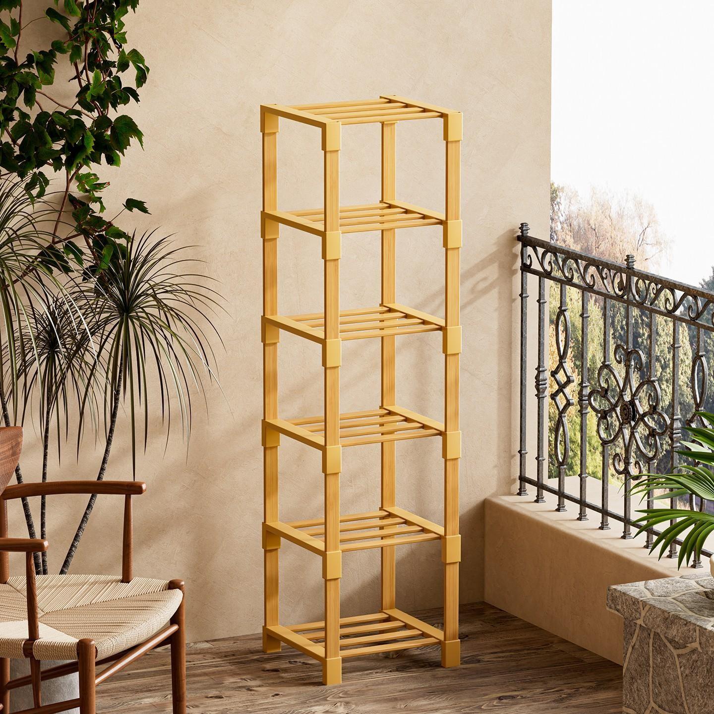 Multi-Layer Simple Storage Rack, Small Narrow Multi-Tier Shoe Rack, Vertical Shoe Rack, Space-Saving Bamboo Storage Shelf for Home, Dormitory, Corner, Shoe Rack Tower