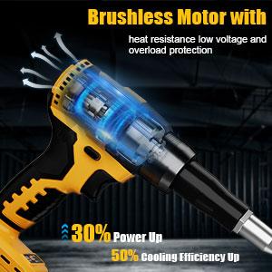 Cordless Electric Pop Rivet Gun Compatible with Dewalt 20V Battery (NO Battery!!), 3 Size (1/8", 5/32", 3/16") Aluminum Rivets, with Kit Nose Piece Hardware Tools