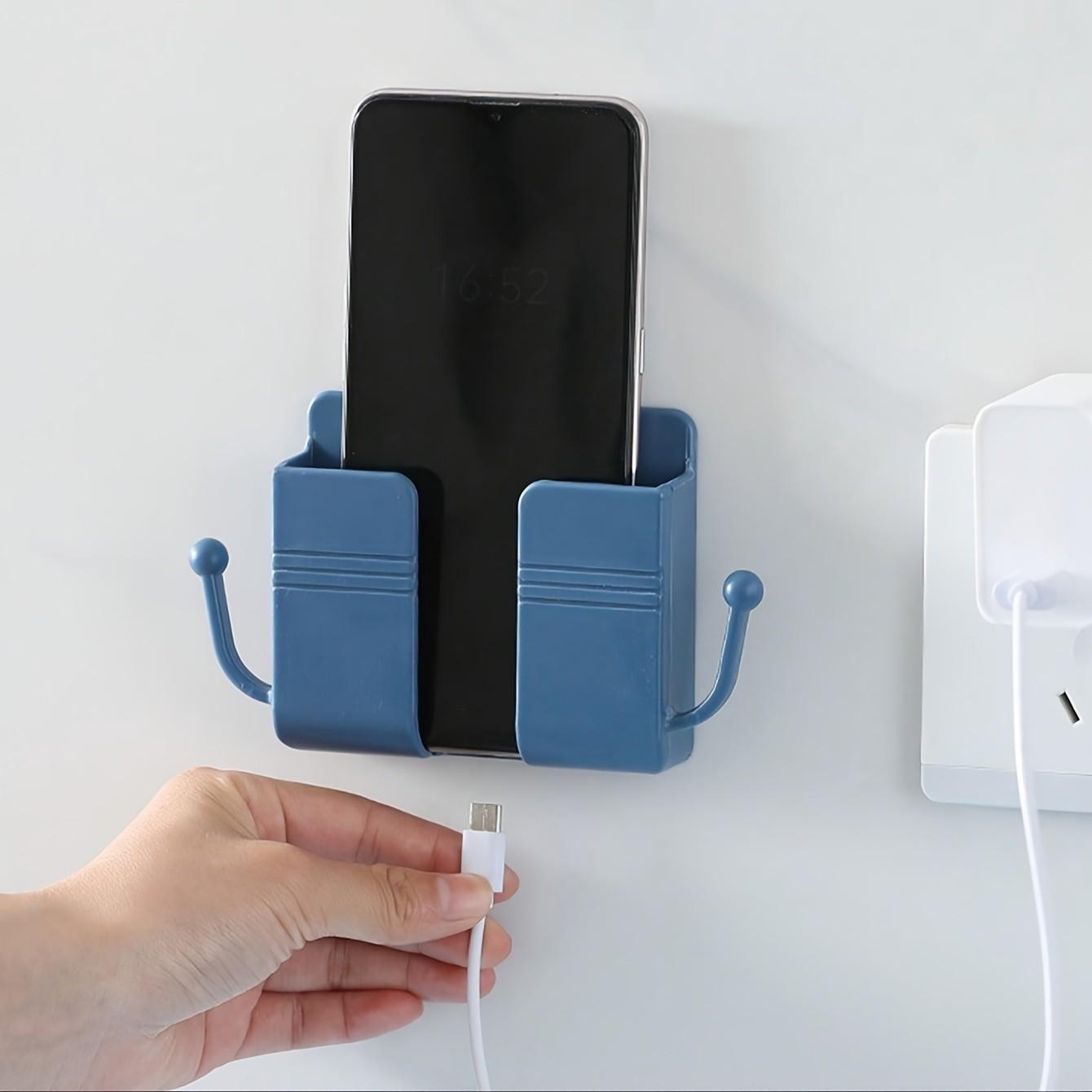 Multifunctional Wall Mount Bedside Hanging Organizer, Mobile Phone Storage Shelf, Adhesive Fiber Material, Space-Saving Home Decor Accessory