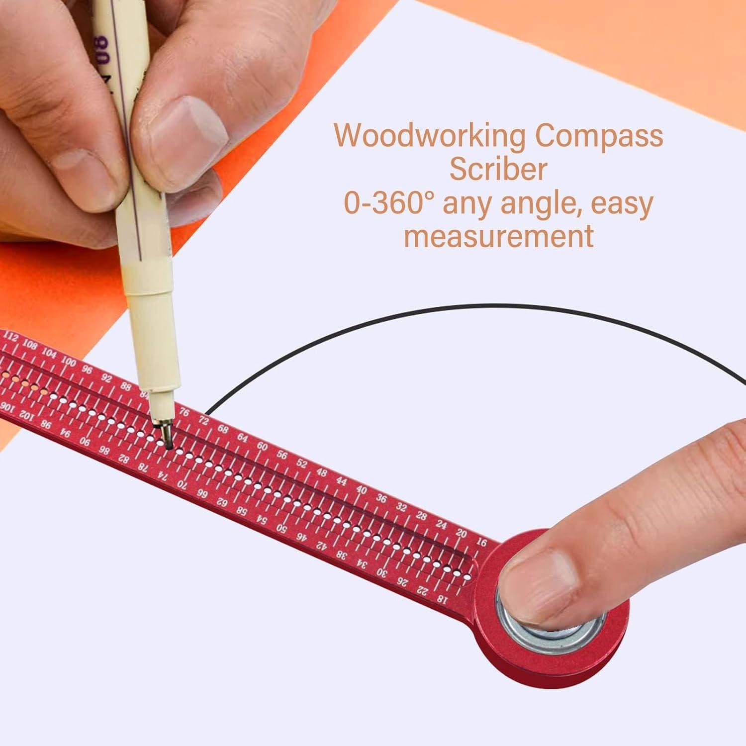 Aluminum Alloy Center Axis Circle Drawing Compass, Mini Woodworking Hole Ruler, DIY Line Marking Tool, Precision Measuring Tape