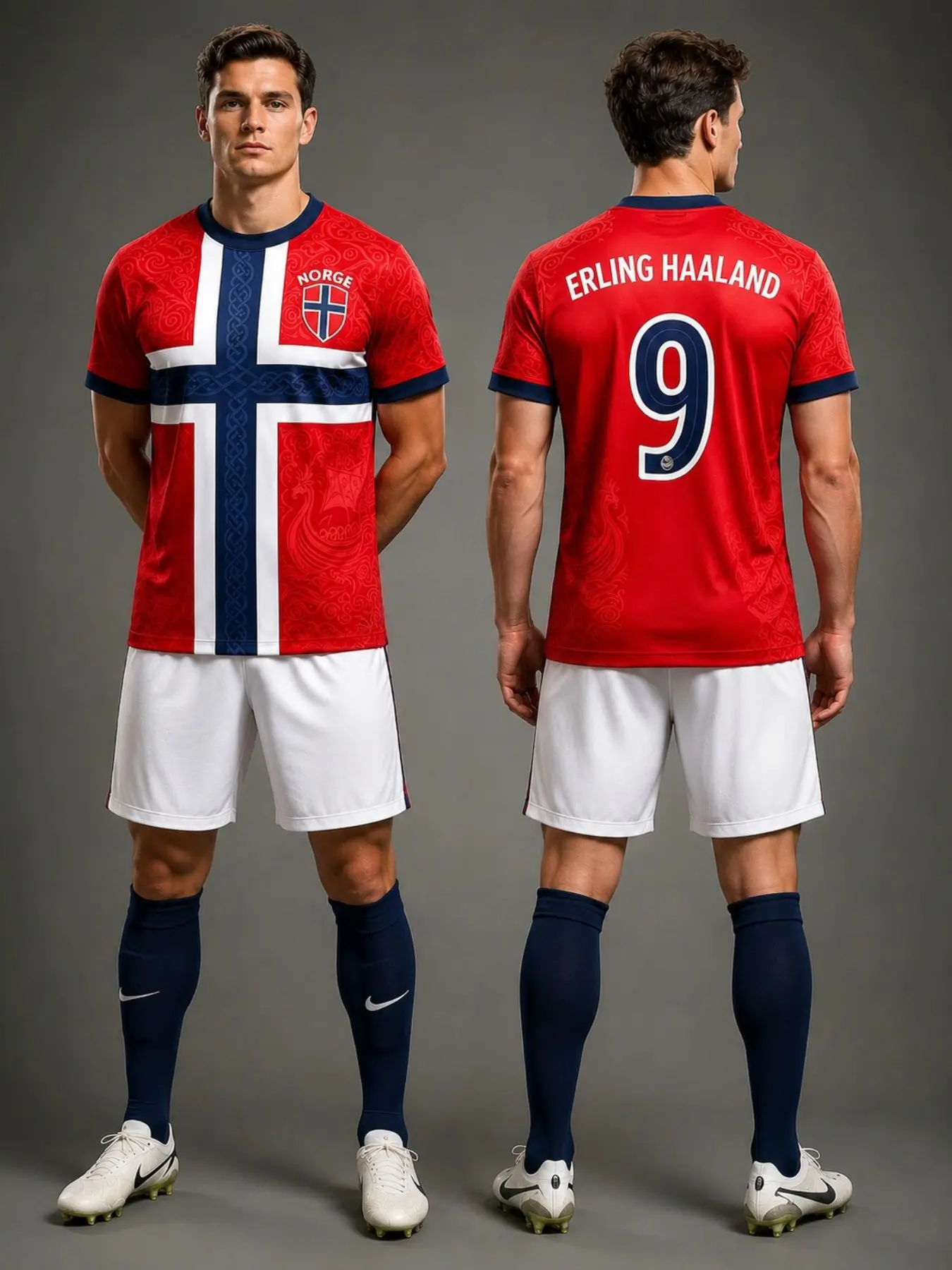 2026 Norwegian Style Men's Football T-Shirt Haaland Special Edition, Quick-Dry Outdoor Sports Tee, Casual Long Sleeve Top