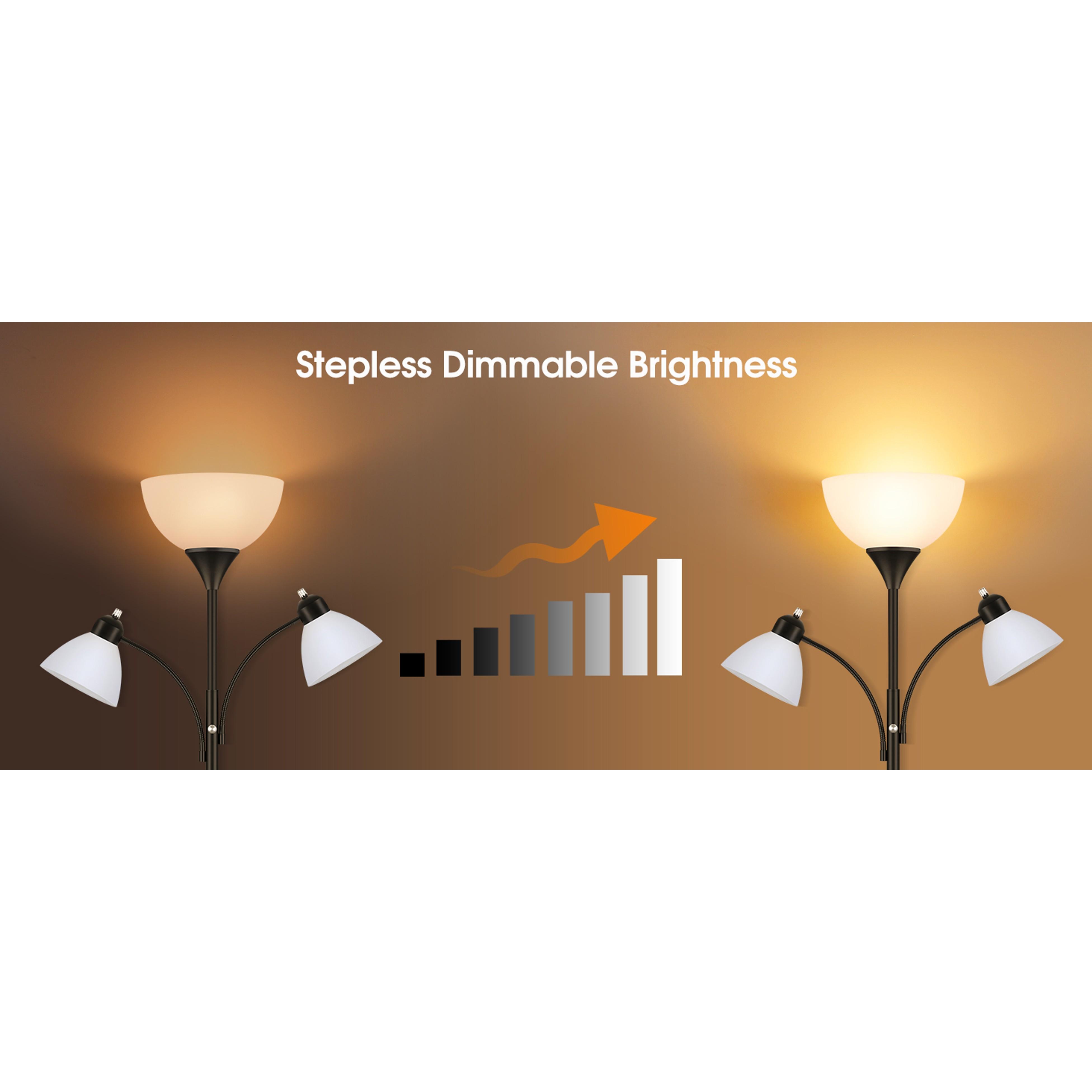 Torchiere Floor Lamps for Living Room,72" Dimmable Lamp with 2 Adjustable Reading Lights for Bedroom, Black Tall Standing Room Lamp, 3 Bulbs Included Torchiere Floor Lamps for Living Room,72" Dimmable Lamp with 2 Adjustable Reading Lights for Bedroom, Black Tall Standing Room Lamp, 3 Bulbs Included