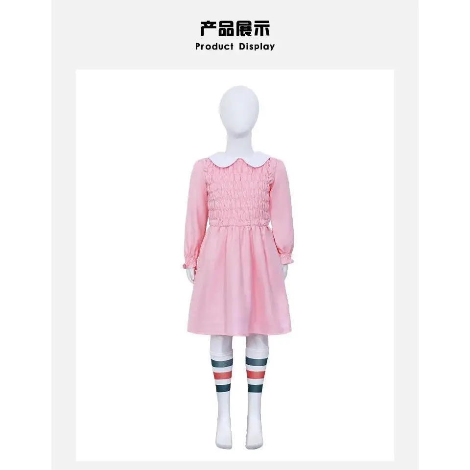 Pink Dresses Eleven Costumes for Women Girls,Stranger Eleven Cosplay things Eleven Dresses for Halloween Carnival Party Dress Up
