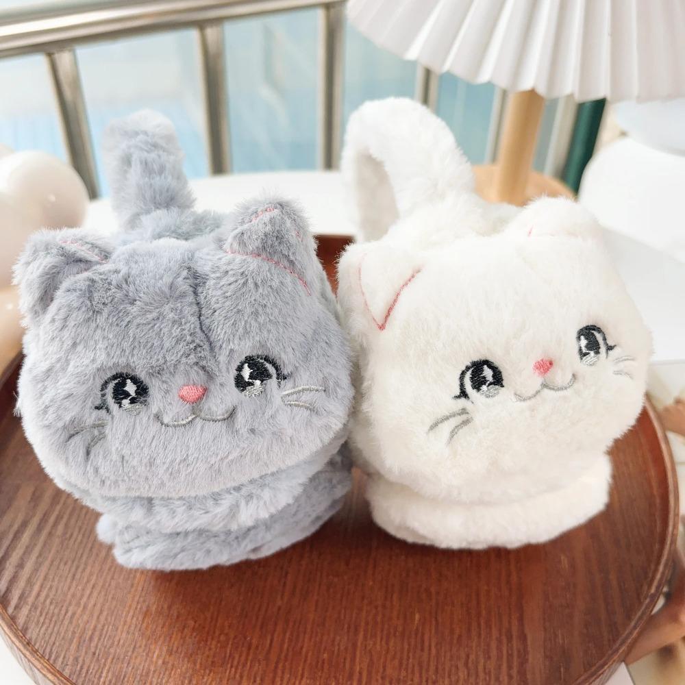 Cute Cartoon Cat Earflap Coldproof Thicken Ear Cover Soft Warm Plush Earmuffs for Women Girls