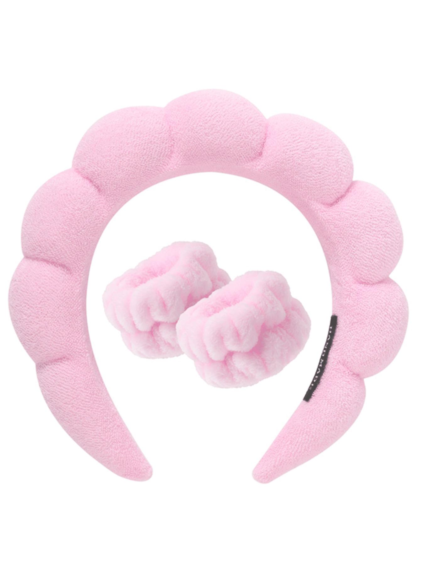 1 Face Washing Headband, 2 Face Washing Wrist Straps, 3 Set Of Hydrotherapy Headbands, Makeup, Face Washing & Skincare Headbands, Pink Velvet Sponge Headbands, Soft Headband