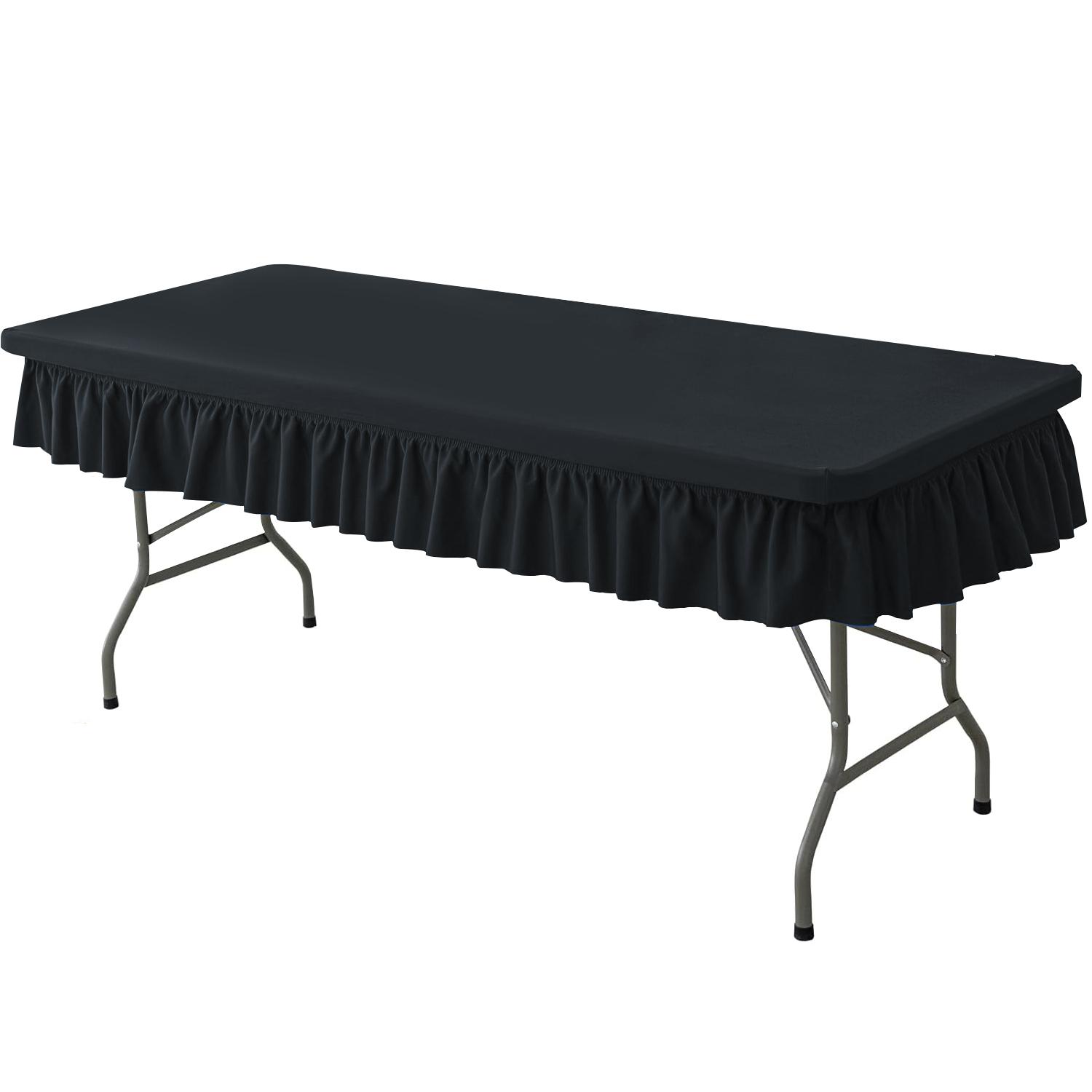 Stretchable Rectangular Tablecloth with Stretched Border Design, Wrinkle-Free Easy Wash, Smooth, Ideal for Weddings Parties and Table Protection, Portable Tablecloth