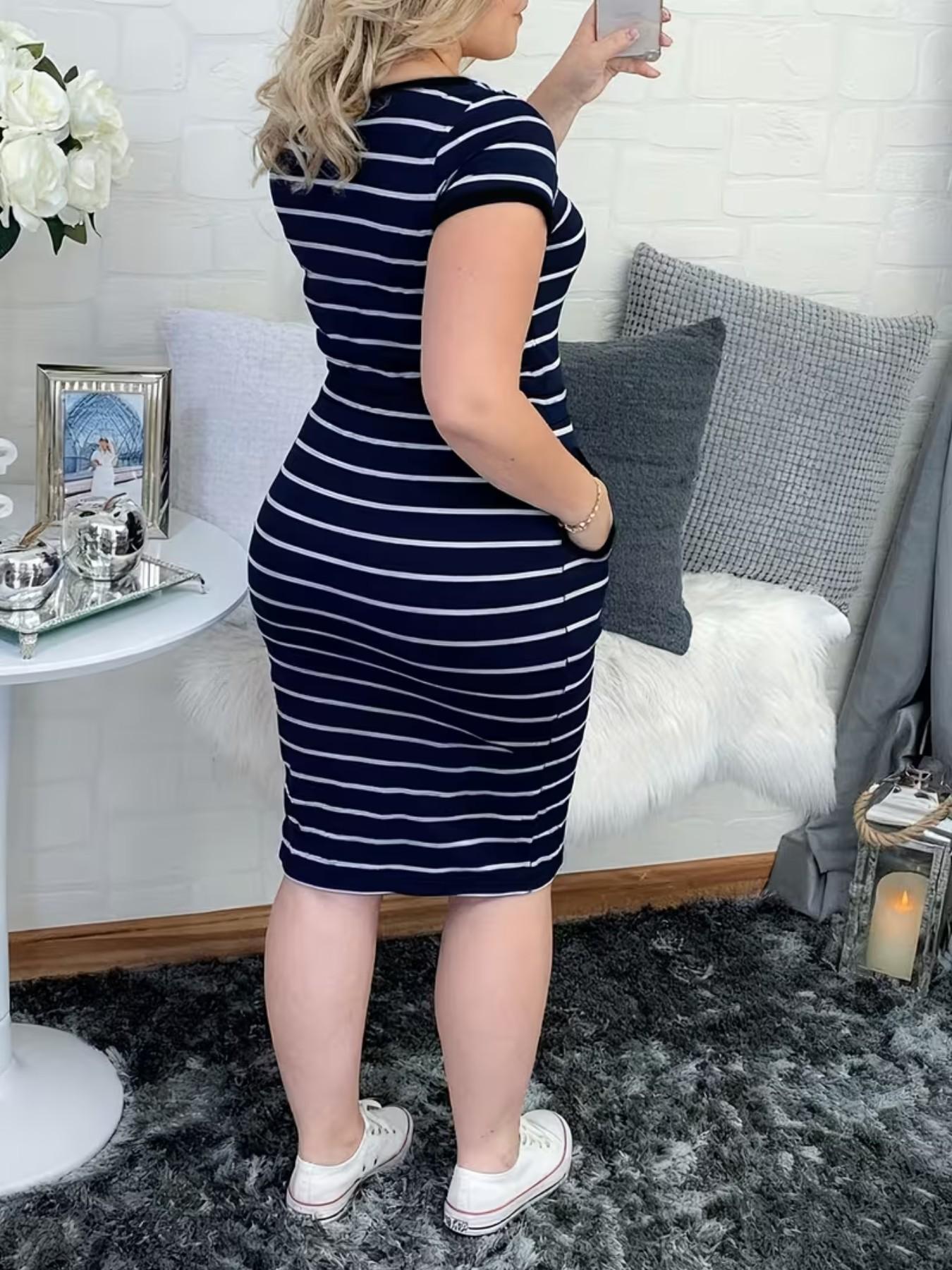 2026 New Casual Double Pocket Button Drawstring Bodycon Dress, Stylish and Comfortable Design, Perfect for Daily Wear