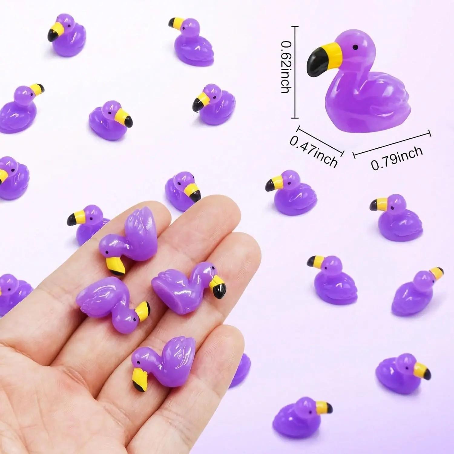 10/50/100 Pcs Mini Resin Flamingo Ducks, Flamingo Tiny Ducks, Cute Flamingo Figurines Ideal For Cake Topper Garden Dollhouse Landscape Aquarium Ornaments Decoration DIY Crafts