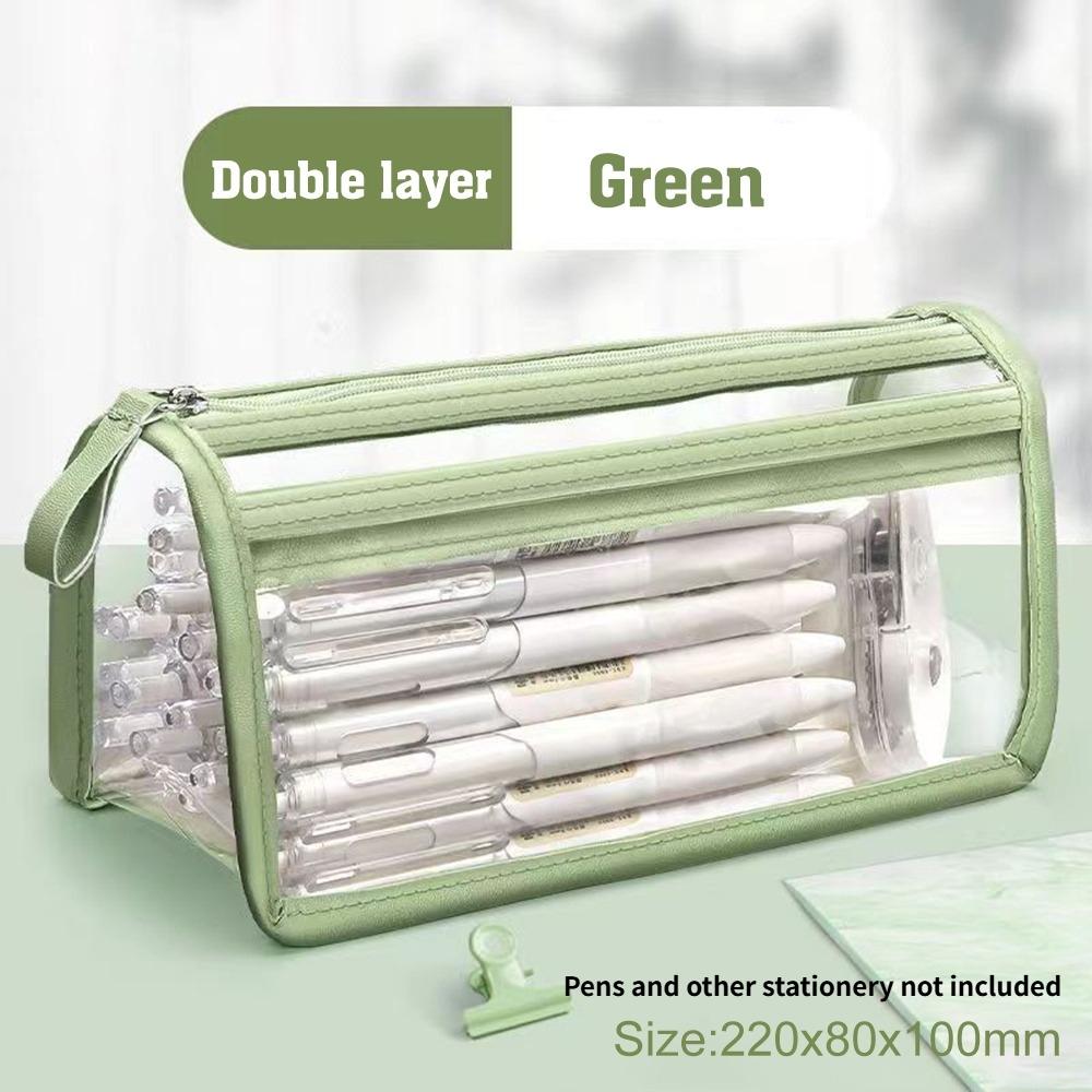 Large Capacity Pencil Case, PVC Transparent Zipper Storage Bag, Portable School Supplies and Cosmetic Bag, Suitable for Office Travel