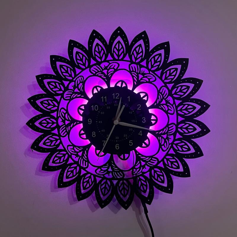 Middle Eastern Pattern LED Vinyl Wall Clock Silent Home Bedroom Decor Perfect Gift for Birthdays Anniversaries Christmas Halloween (Battery Not Included)