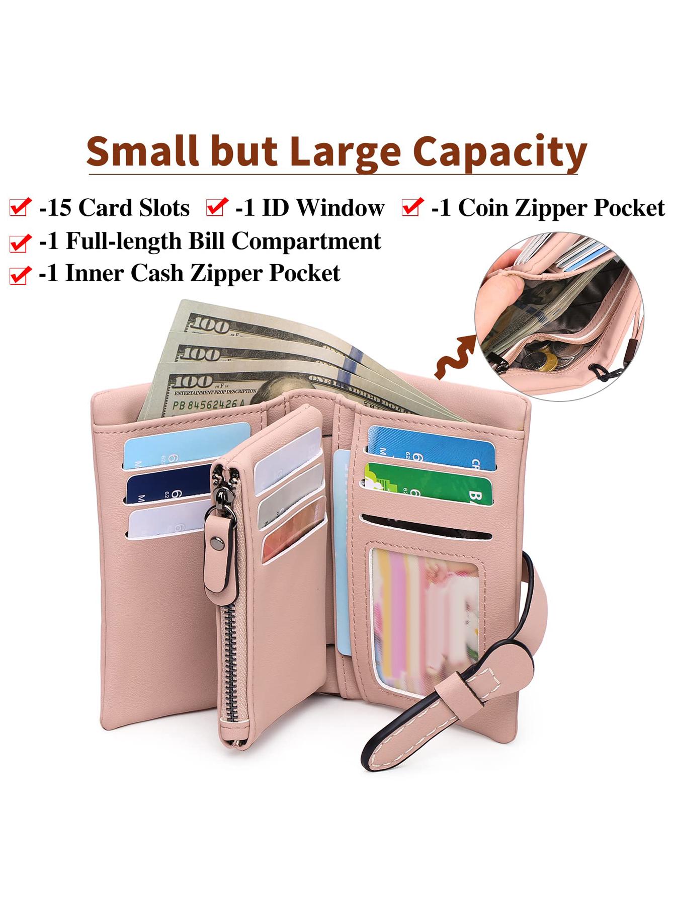 Multifunctional Short Wallet and Vintage Coin Purse with Card Slots, ID Window and Zipper Pocket, Credit Card Organizer, Card Holder Wallet, Ideal Christmas and Valentine's Day Gift