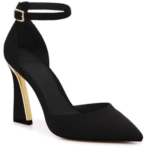 Coutgo Women's Stiletto Heeled Pumps - Classy Pointed Toe Formal Shoes for Women with Ankle Strap Buckle, All Seasons Heels for Parties, Club Wear