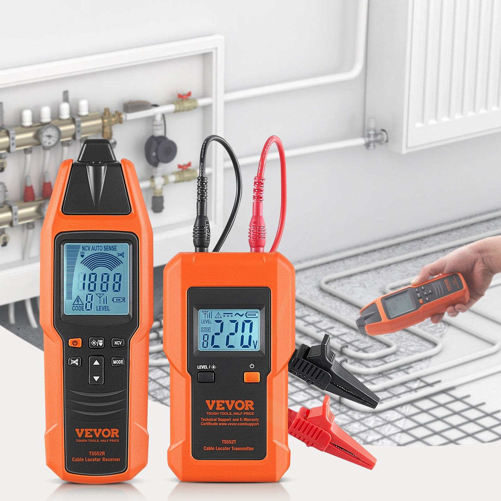 VEVOR Subterranean Wire Tracker, Up to 3 FT Detection Depth, Voltage Range 12-600V, Circuit and Line Break Locator, Extends to 6561 FT for Underground Pipes, Electric Fencing, Hidden Wires