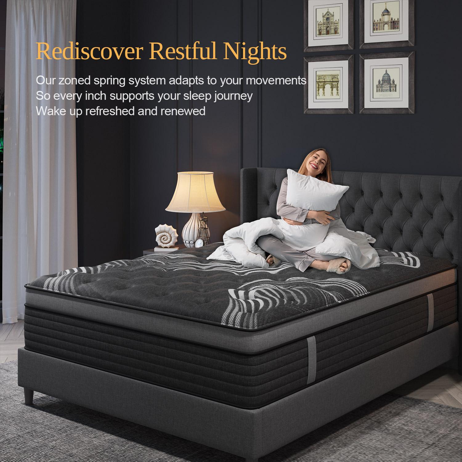 14/12 Inch Gel Memory Foam Mattress Hybrid Pocket Spring Twin Full Queen King Bed Mattress In A Box, Euro Top Medium Firm for Back & Lumbar Support, Individual Pocket Spring Bed for Motion Isolation & Fiberglass Free