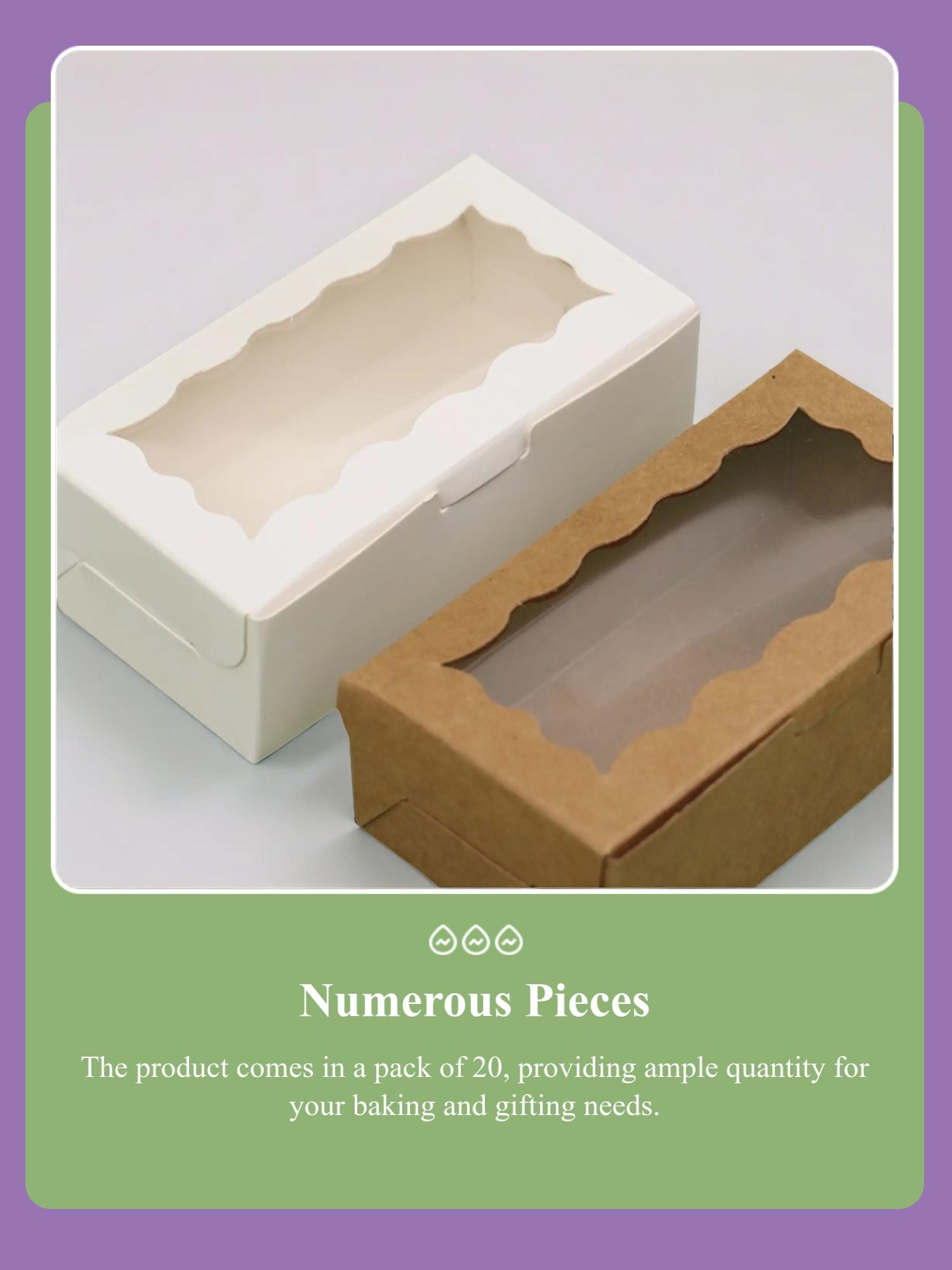 20-Pack Cookie & Cupcake Boxes, Baking Packaging, Candy Gift Box, Dessert Storage, Ideal for Weddings Birthdays, No Batteries Needed