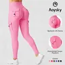 Aoysky Women's High Waist Cotton Long Booty Lifting Leggings - Hidden Scrunch, Pockets, Seamless Stretch Fabric Sporty Activewear Yoga Pants for Women, Gym, Leggings With Pockets,sohochic