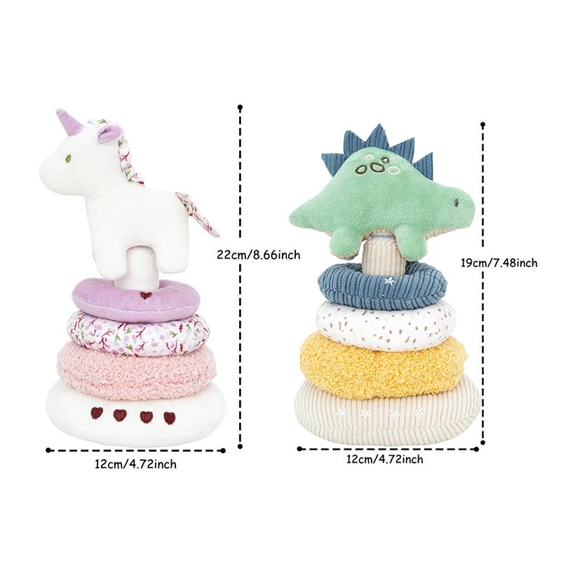 Plush Toy Stackable Set, Dragon & Unicorn Shapes, Soft Stacking Ring Toys, Christmas Gift for Babies, Educational Kids' Play, Multi Activity Playset