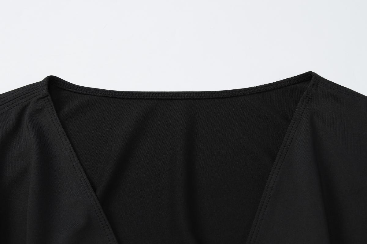 Women's Split Short Sleeve Tie-Back V Neck Crop Top, Solid Color Ruched Lace-Up Slim Fit Cap Sleeve Top, Party Club Date Holiday Music Festival Daily Casual Summer Blouse