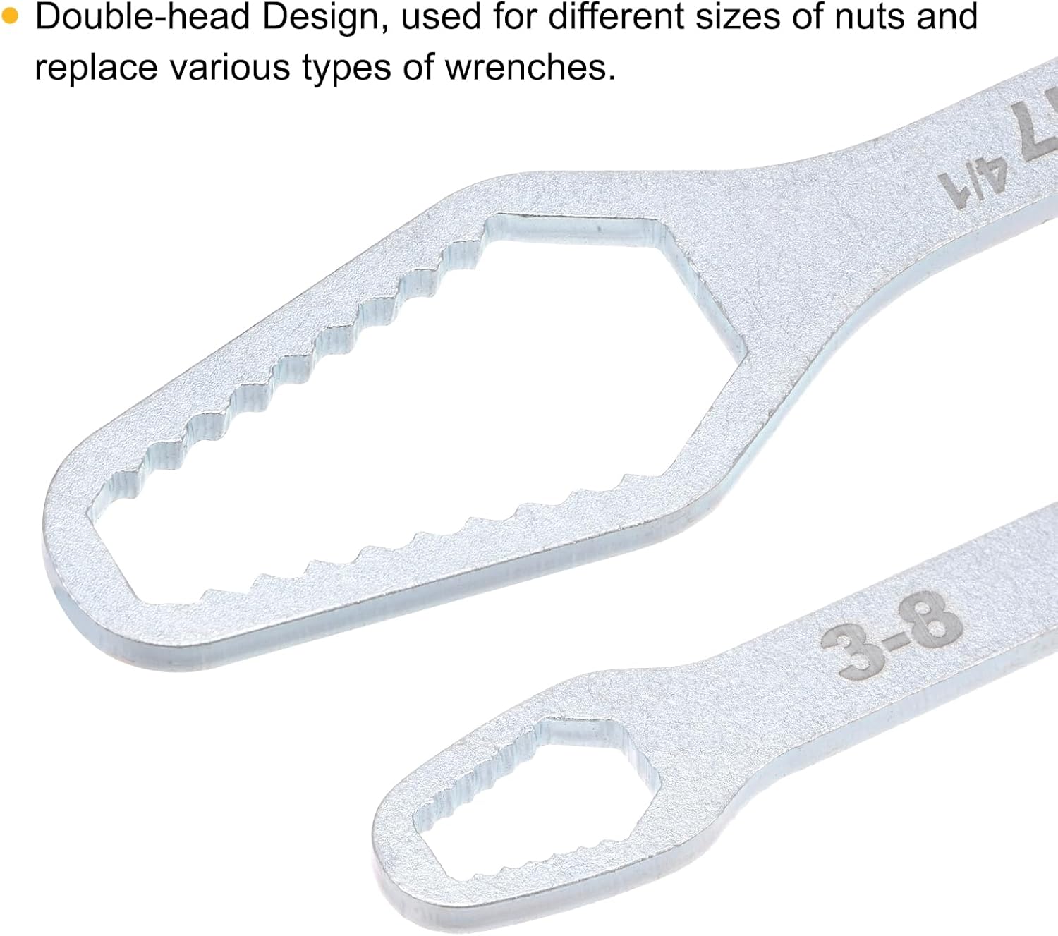 2PCS Universal Adjustable Wrench Double-ended Self-tightening Tool 3-17mm for Home Car Repair Silver & Black Galvanized Electrophoresis