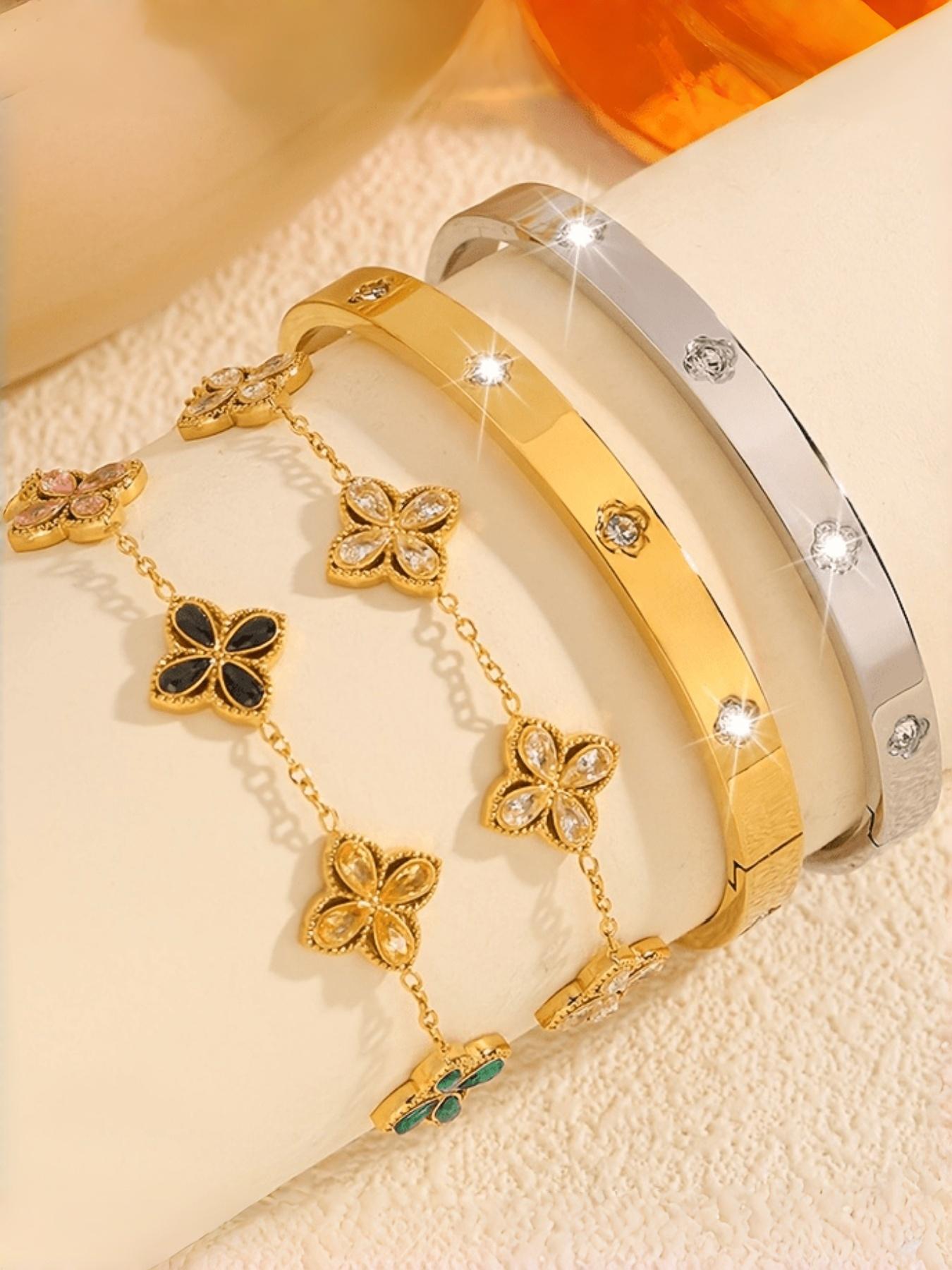 4-piece stainless steel jewelry set, stackable, with an eternal and elegant style, durable and waterproof, a delicate accessory for women suitable for both daily and special occasions, an ideal gift