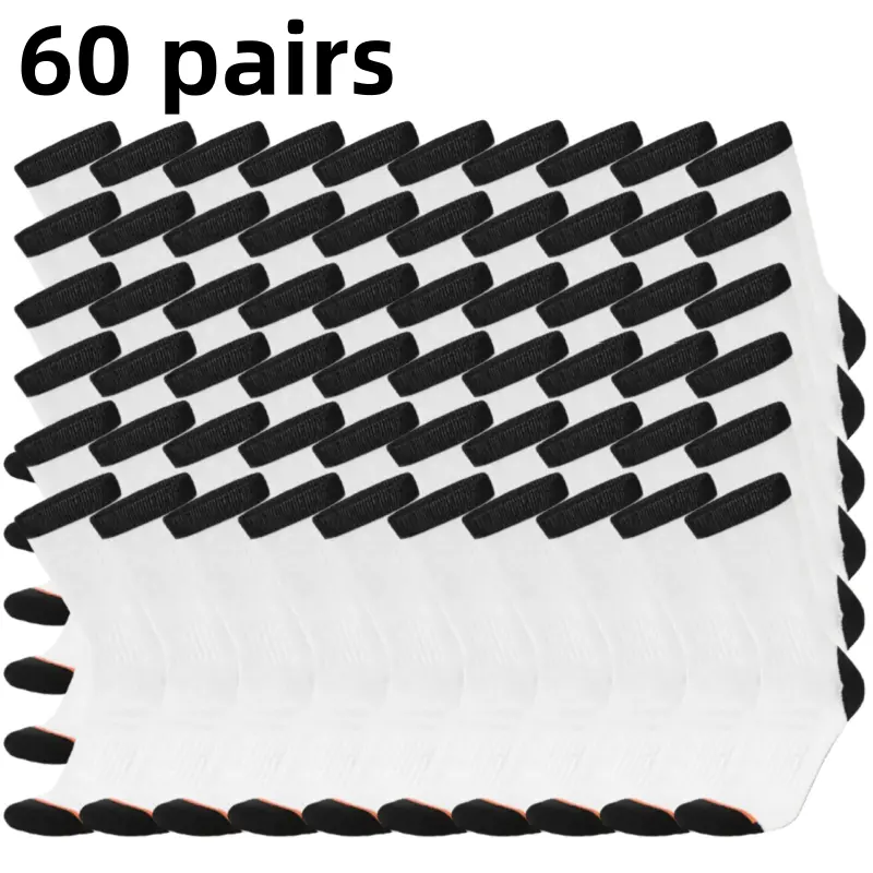 60 Pairs Men's Heavy-Duty Thermal Long Tube Socks - Thick Cushioned Winter & All-Season Wear, Black & Grey Striped Warm Socks for Gym, Running,, Cold Weather | Heavy, Durable for Outdoor Activities & Casual Use